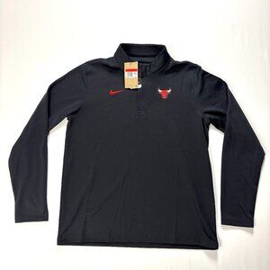 Chicago Bulls Nike Mens 1/4-Zip Long Sleeve Shirt Black L NBA NWT Basketball